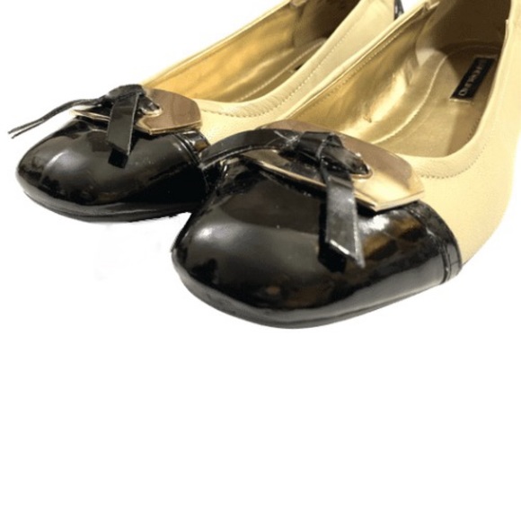 NWOT Black & Ivory Ballet Flats with Silver Buckle - Picture 3 of 5